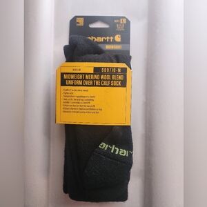 L Mens Carhartt 62% Wool Blend Over The Calf Sock Black Fits 9-11.5